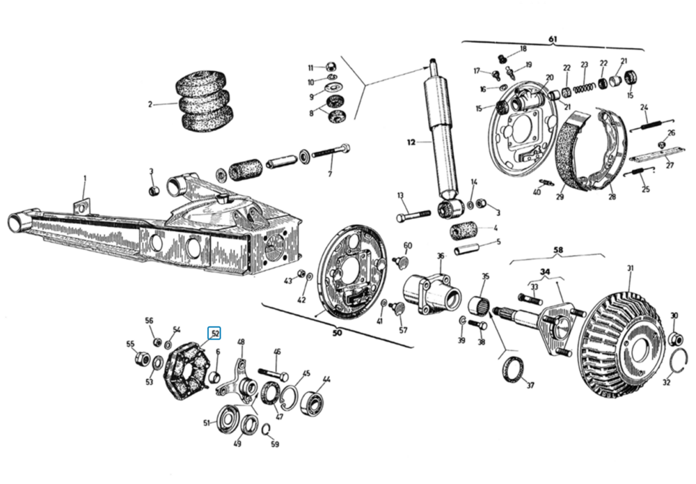 Driveshaft rubber - flexible joint - Ape Classic + Calessino + ApeTM + Vespacar P2 + Apecar P501-P601 - SALE