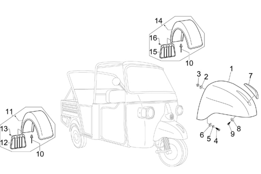 Front fender gasket ApeTM + Calessino Diesel + Apecar P501-P601 - SALE