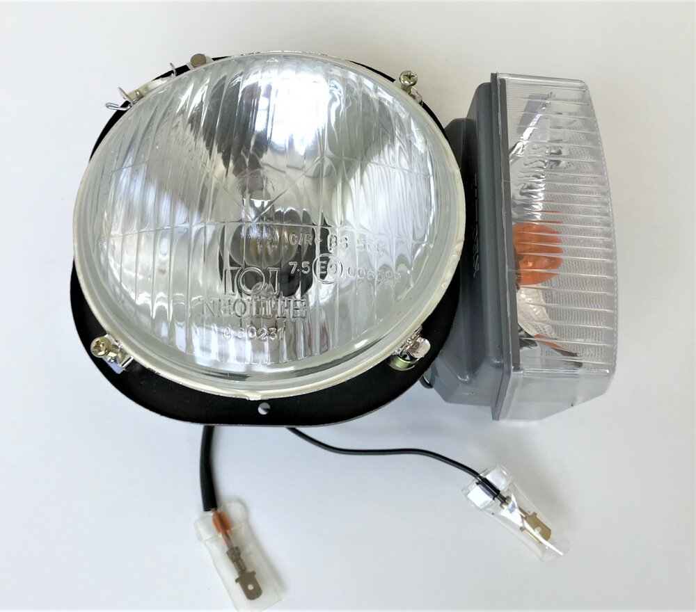 Koplamp unit + richtingaanwijzer  Ape Classic + Calessino + Apecar P501-P601 - Links - AKTIE