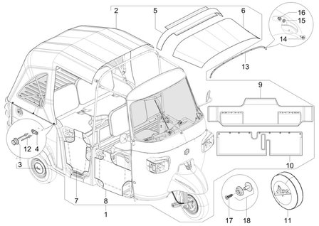 Rear roof cover Calessino200 2017-2020