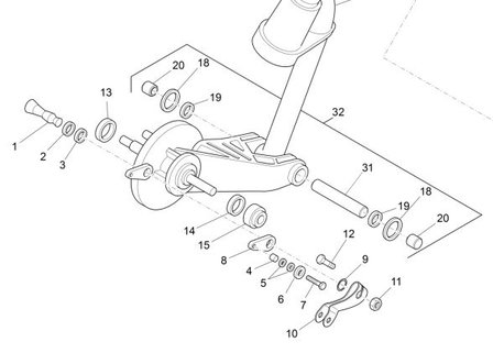 Drawn cup 16x14,3 suspension pin Ape50  (137146)