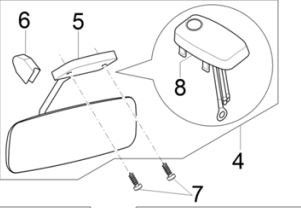 Rear view mirror with light unit in cabin Porter E5 + E6 + D120 1.2 Diesel