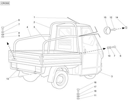 Rollbar strut Ape50 Cross - Left