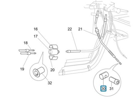 Bushing cable transit front brake Ape50