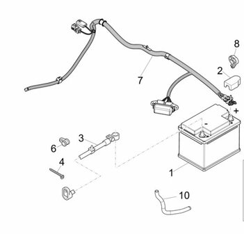 Accukabel + hoofdzekering kast Porter Multitech 1.3 - Pick-up