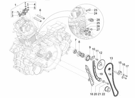 Veer centrifugaal massablokje tandwiel distributieketting Calessino 200 EU2 + EU4