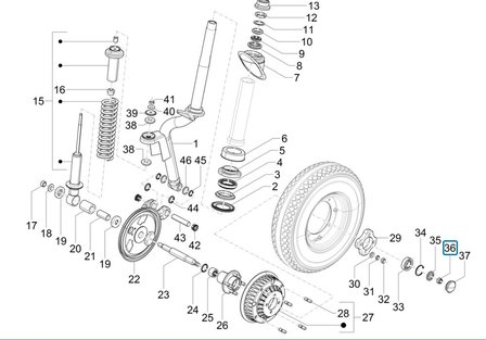 Nut front and rear axle Ape50 + Calessino + Vespacar P2 + Ape Classic + ApeTM