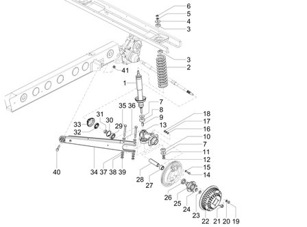 Retaining clip rear axle + bearing in gearbox Ape50 + Front wheel bearing ApeTM