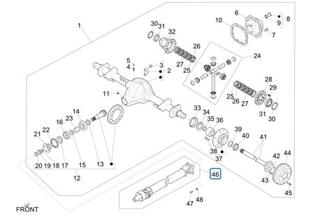 Drive shaft Porter Maxxi  Multitech 1.3 E5 + E6 - Twin wheel version