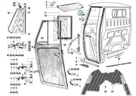 Door seal / gasket Ape Classic  + Apecar P501-P601 - Left