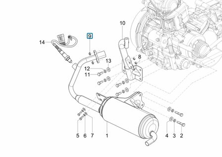 Nut hexagon exhaust mounting on cylinder Calessino 200 EU2 + EU4