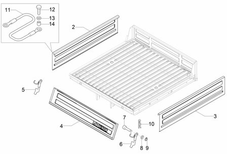 Laadbak side Ape50 Pick-up long - Right