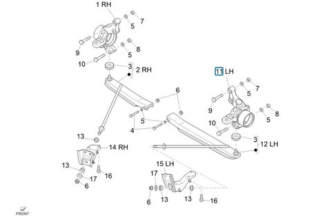 Front axle hub Porter Multitech 1.3 E5 + E6 + D120 1.2 Diesel  - Left