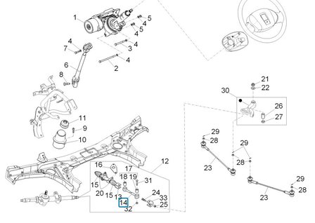 Steering rod near steering housing Daihatsu / Porter