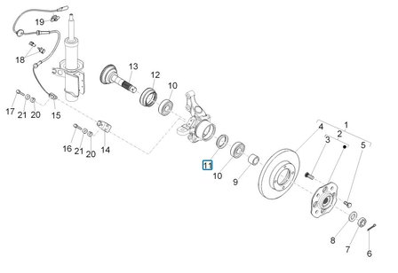 Keerring wiellager vooras Daihatsu / Porter + Quargo