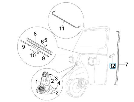 Kunstof eindstuk sierlijst voorfront Calessino + Ape Classic Diesel