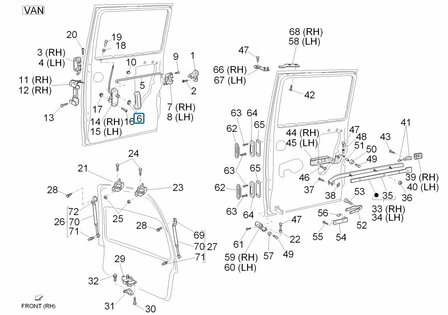 Deurgreep binnenzijde schuifdeur Daihatsu / Porter - VAN