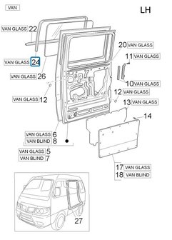 Raamrubber schuifdeur Daihatsu / Porter VAN - Links