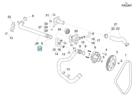 Cooling tube mounted on thermostat housing Porter Multitech 1.3 E6