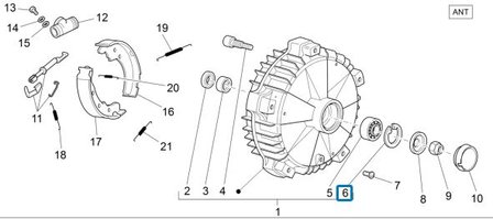 Retaining clip rear axle + bearing in gearbox Ape50 + Front wheel bearing ApeTM