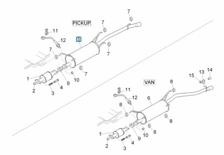 Rear exhaust Porter Multitech  E5+E6 1.3 -Pick-up  