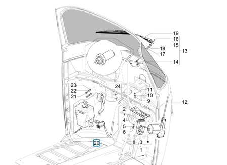 Windshield washer tank with motor Ape Classic + Calessino Petrol and Diesel