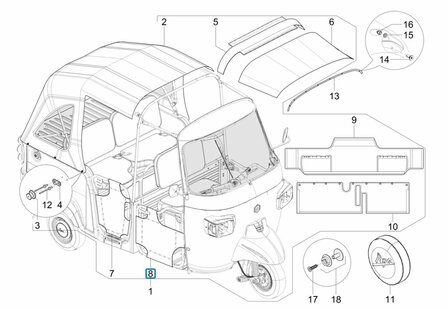 Portierbekleding Calessino 200 - 2017-2022 - Rechts voorzijde