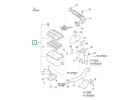 Luchtfilterhuis compleet Daihatsu / Porter 1.3i