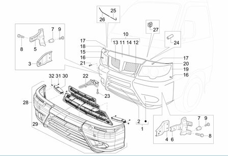 Bevestigingsclip voor grille Daihatsu / Porter