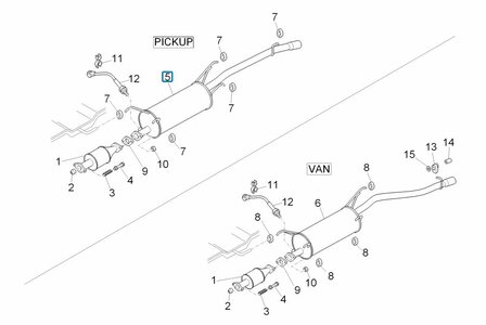 Uitlaatdemper Porter Multitech 1.3  E5 + E6 - Pick-up - imitatie