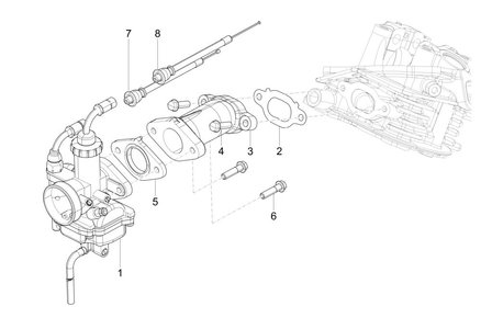 Gasket inlet carburettor - inlet manifold carburettor Calessino 200 E2