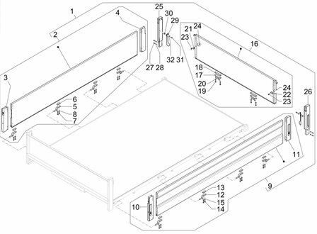 Aluminium laadbak kleppen set TW - Kipper - 253cm