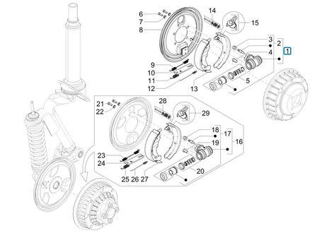 Rear wheel brake cylinder Calessino 200 EU2 + EU4