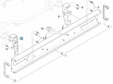 Steun bevestiging achterbumper Porter NP6 1.5 - Links