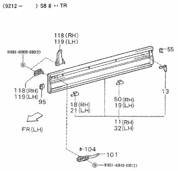 Scharnier zijkep laadbak Porter - Aluminium Rechts