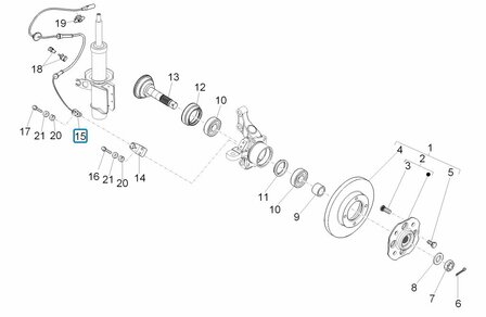 ABS wiel sensor Porter Multitech 1.3 E5 + E6 + D120 - Voorwiel