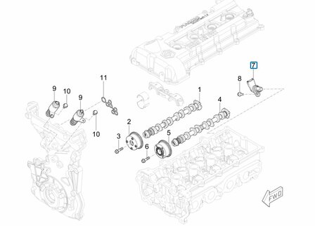 Camshaft sensor Porter Multitech 1.3 E6 + NP6 1.5 - Inlet