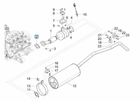 Exhaust gasket between catalysator and exhaust manifold Porter NP6 1.5