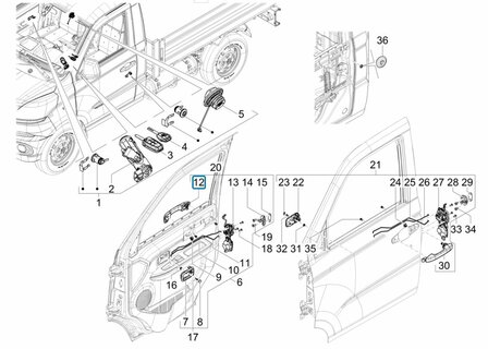 Outher door handle Porter NP6 1.5 - Right