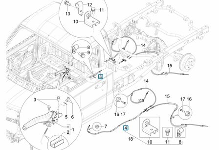 Handremkabel 1e deel Porter SW - 3070 NP6 1.5 - Enkellucht - Lange wielbasis