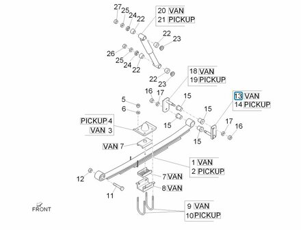 Veerschommel bladveerpakket Daihatsu / Porter - VAN - Buitenste