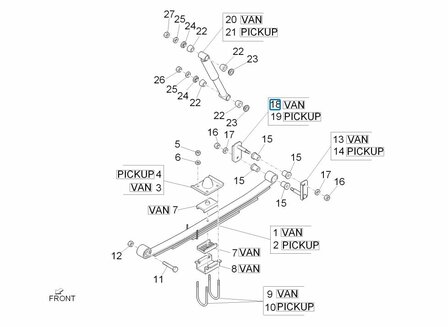 Veerschommel bladveerpakket Daihatsu / Porter - VAN - Binnenste