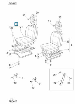 Seat complete Porter Pick-up - Right - Black