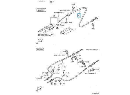 Handremkabel 1e deel Porter Pick-up + VAN