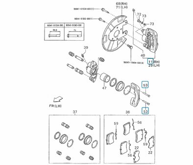 Locking pin brake pads in caliper Daihatsu / Porter Petrol and Diesel