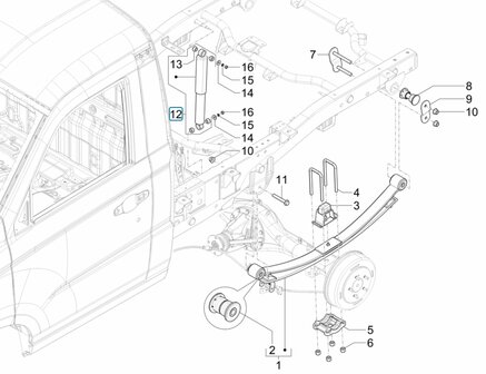 Rear shock absorber Porter NP6 1.5 - Single wheel version