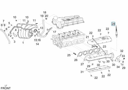 Lambda sensor in exhaust manifold + exhaust pipe Porter Multitech 1.3 E6