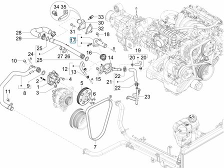 Cover thermostat housing Porter Multitech 1.3 E6 + NP6 1.5