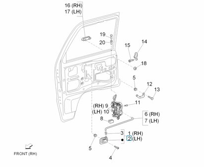 Deurgreep binnen Daihatsu / Porter - Links