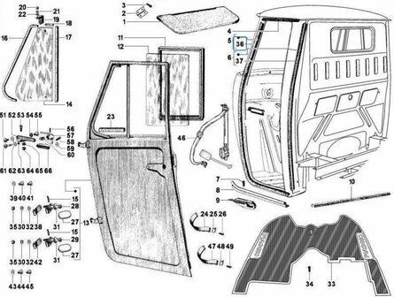 Door gasket ApeTM + Vespacar P2 + Ape Classic + Apecar P501-P601